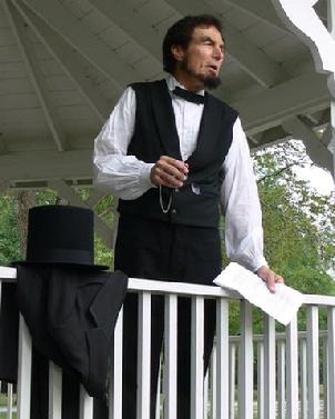 Lincoln making a "stump speech"